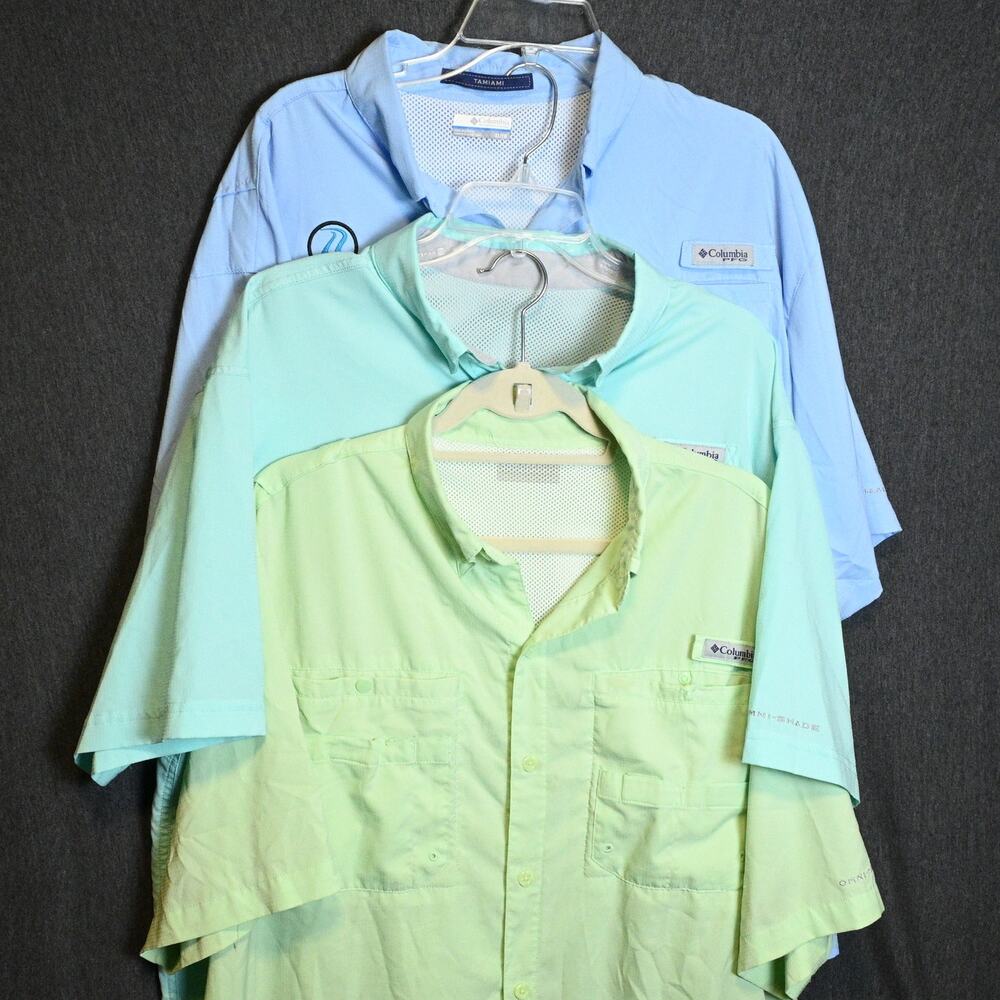 Lot of 3 Columbia PFG Men's XL Fishing Shirts Button Down Shirts Outdoor Vented